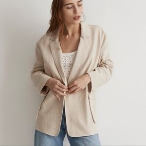 Madewell The Cargo Double-Breasted Blazer in Linen-Cotton